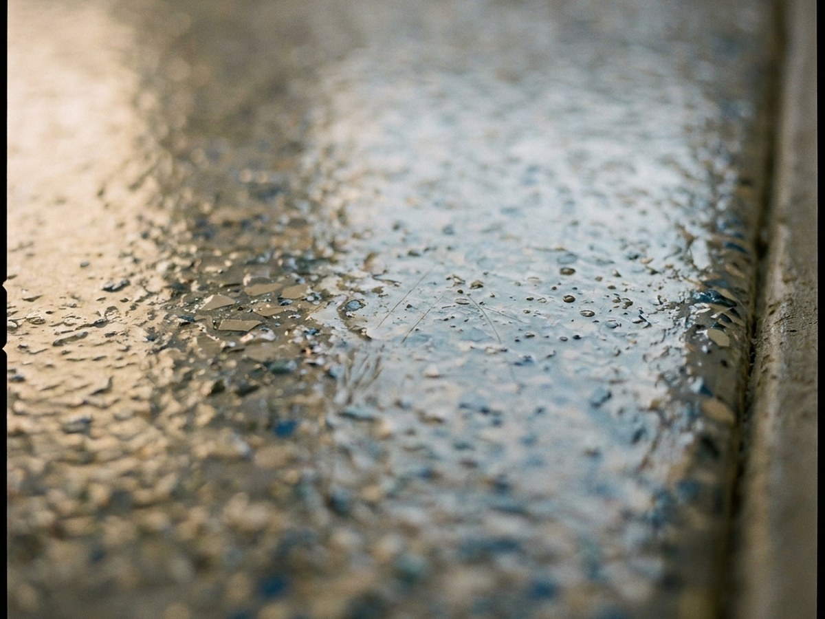 Close-up of flake detail on a finished epoxy garage floor
